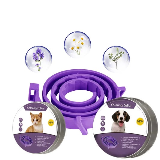 Pet Calming Collar for Cats Dogs Adjustable Anxiety Pheromone Reducing Pet Collar Lasting Natural Calm Relax Soothing Collars