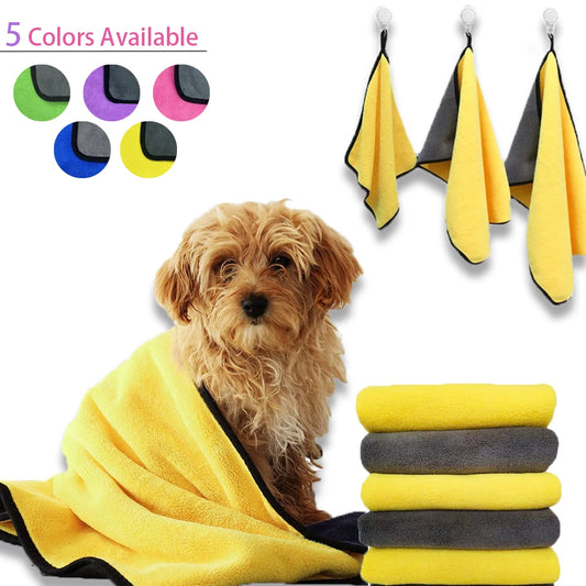 Pet Dog Cat Bath Towel Soft Coral Fleece Absorbent Towel Quick-Drying Bath Towel Convenient Cleaning Wipes Pet Supplies Dropship