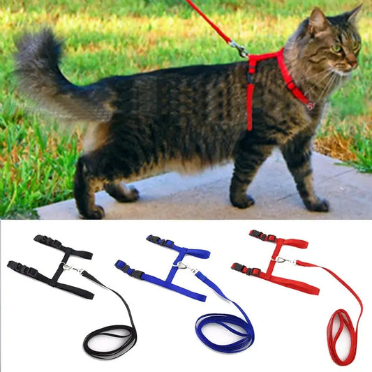 Adjustable Cat Nylon Collar Harness Leash