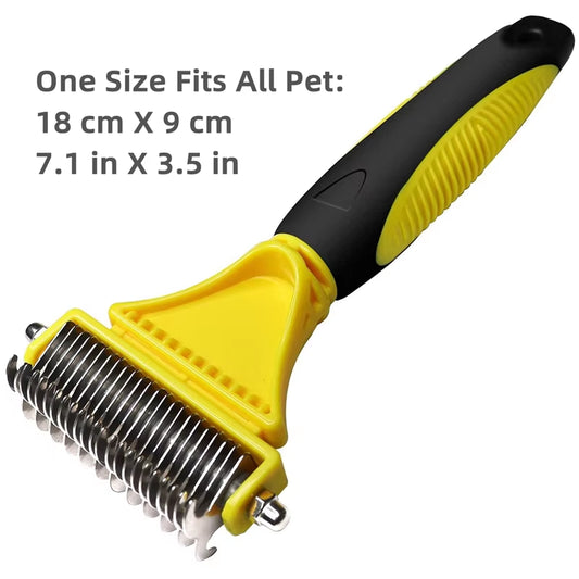 Stainless Steel Grooming Brush | Two-Sided Shedding and Dematting
