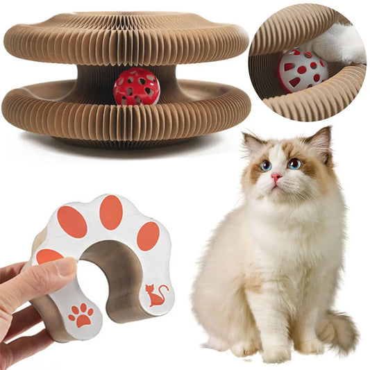Magic Organ Cat Scratching Board Cat Interactive Toys Foldable Cat Scratching Post Ball Track Cat Grinding Claw Scratching Board